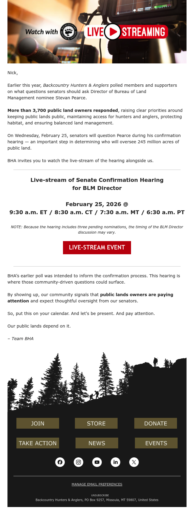 Watch Live: BLM Director Confirmation Hearing