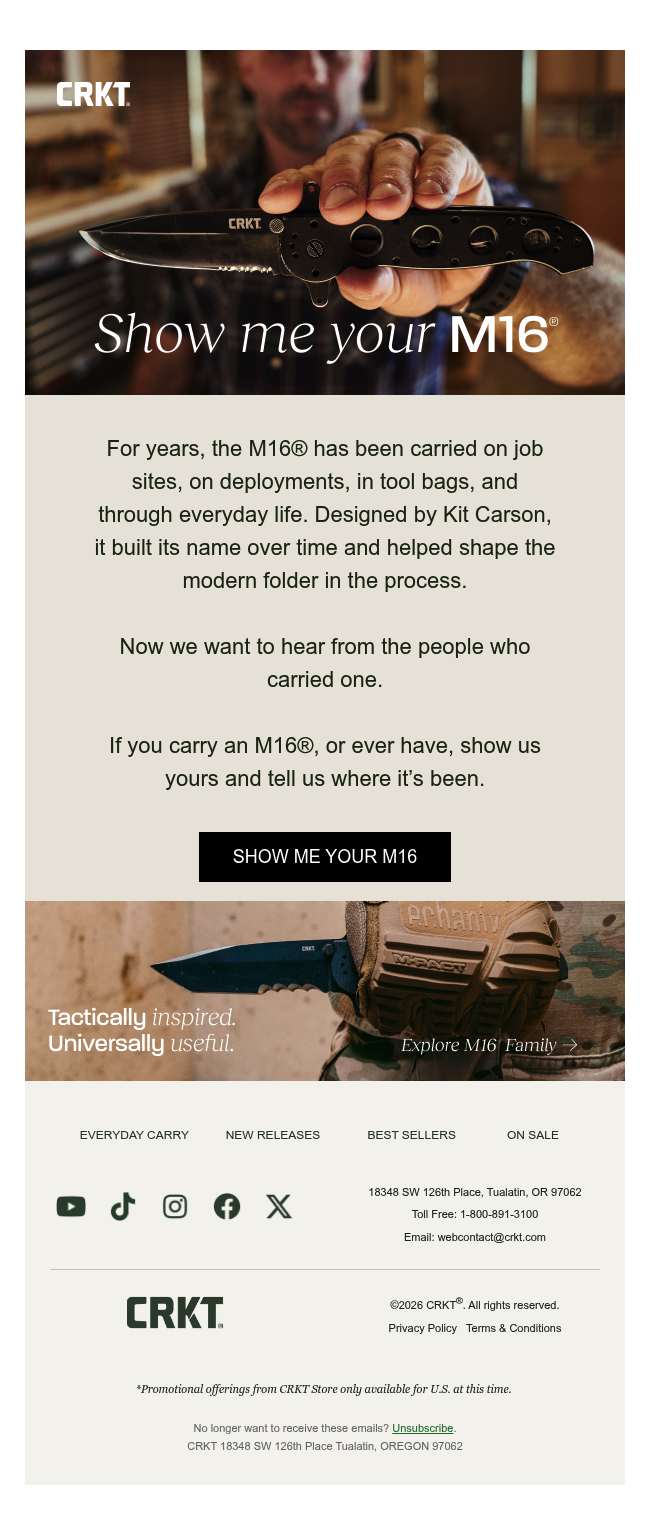 Every M16® has a story. What’s yours?