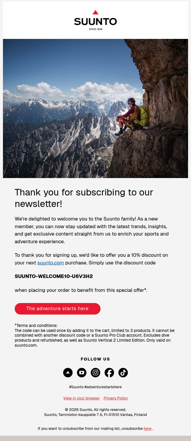 Here’s your discount code from Suunto🔺