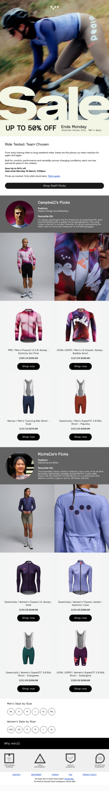 The Pieces Our Team Rides Most. Up To 50% Off*