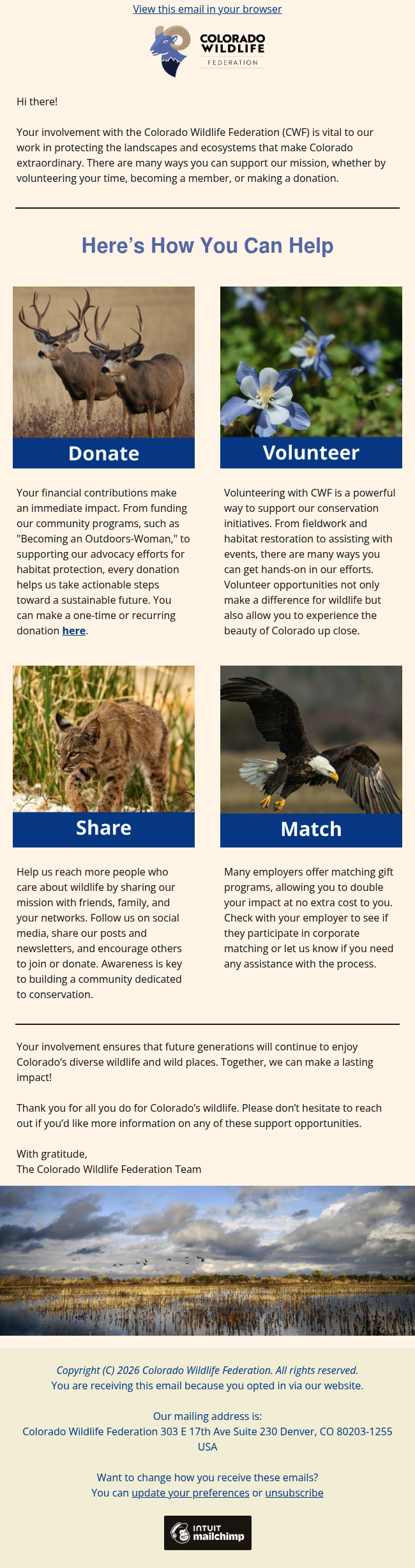 Ways to Support the Colorado Wildlife Federation’s Mission