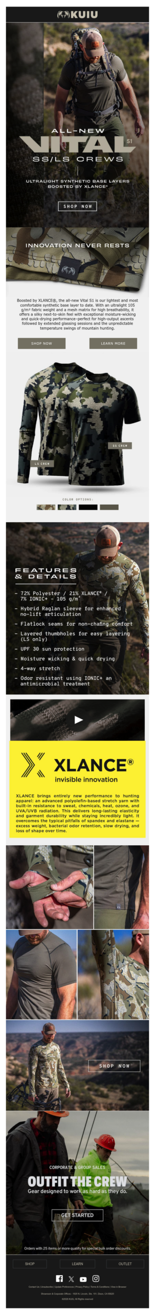 All-New Vital S1 Crews: Ultralight Synthetic Base Layers Boosted by XLANCE®