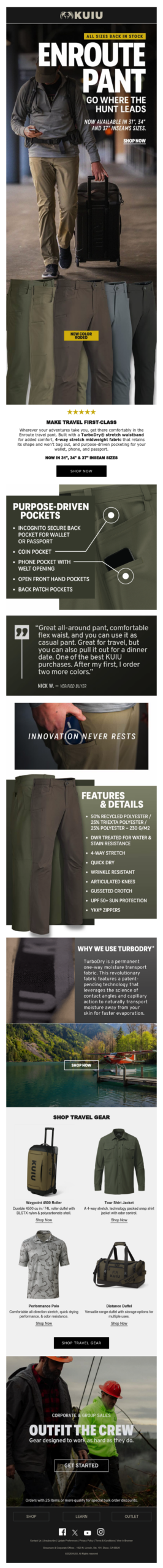 Enroute Pant — Ultra Comfortable Travel Pant with Interior Stretch Waistband and Odor Control
