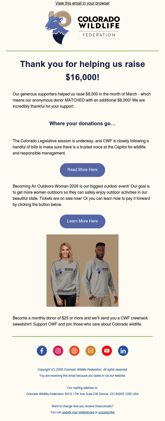 Thank you for $16,000 raised!