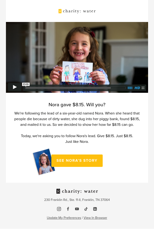 Will you join six-year-old Nora?