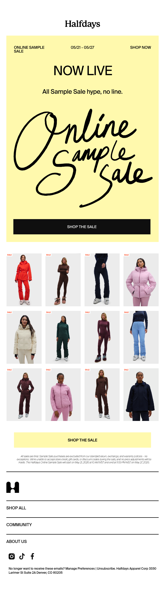 ONLINE SAMPLE SALE STARTS NOW 🚨