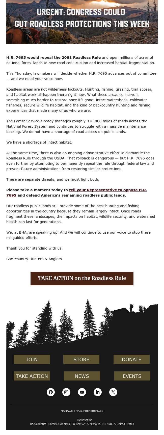 Urgent: Congress Could Gut Roadless Protections This Week