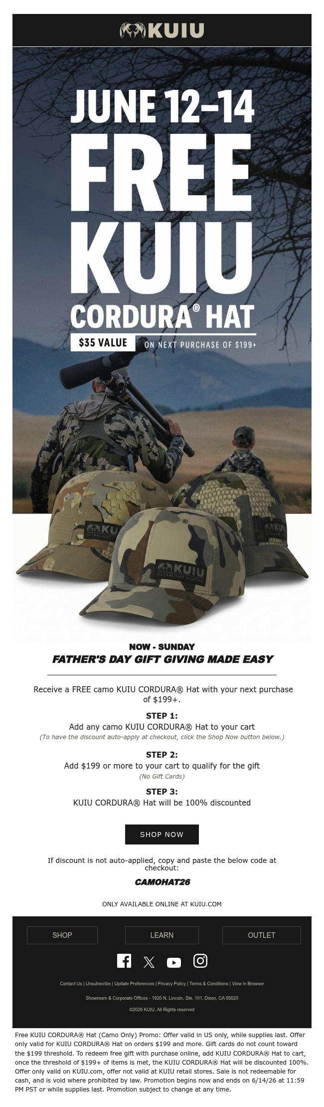FREE KUIU CORDURA® Hat with Your Next Purchase