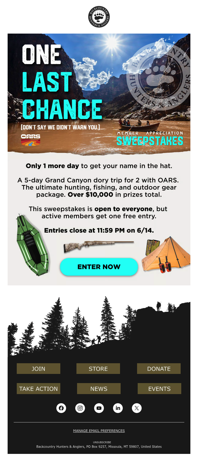 Last chance. Entries close at 11:59 PM tomorrow.