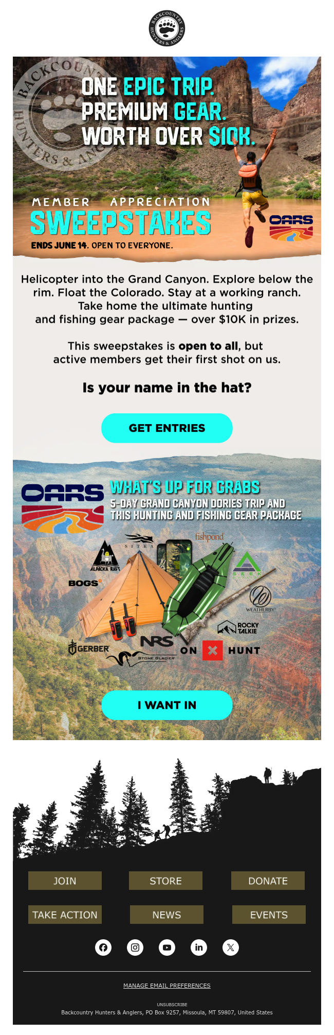 One epic trip. Premium gear. Is your name in the hat?