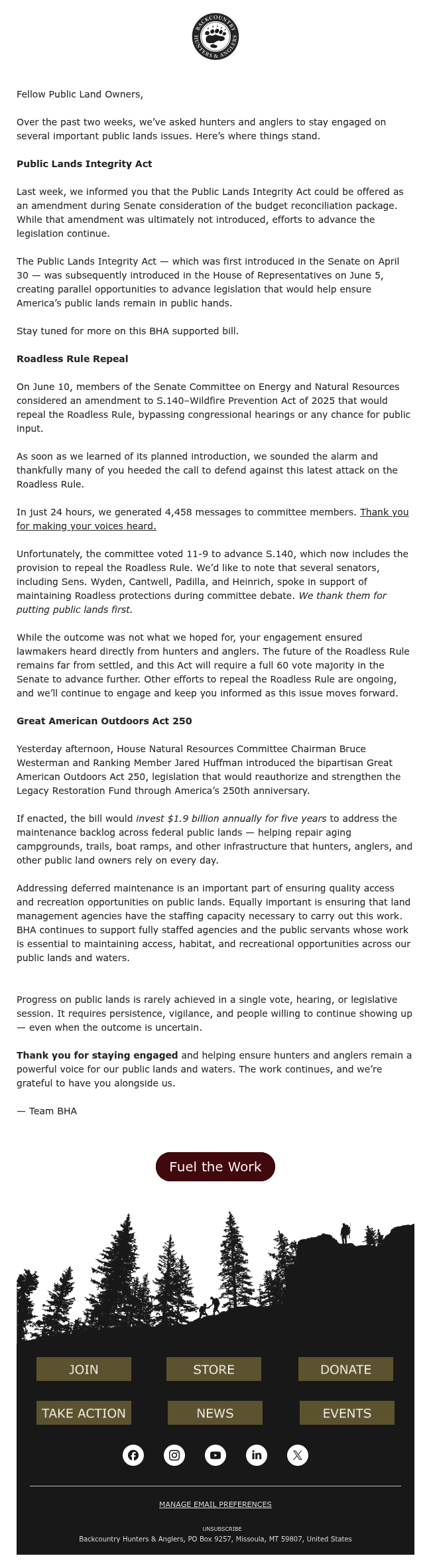 Public Lands Update: Roadless, Public Lands Integrity Act, and GAOA 250