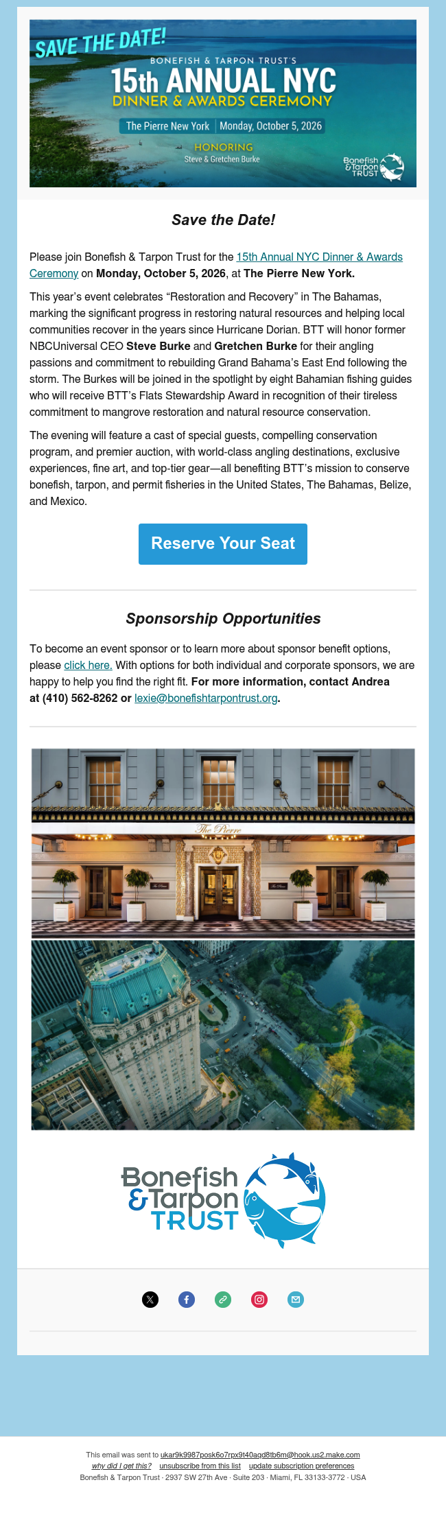 Save the Date for BTT’s NYC Dinner