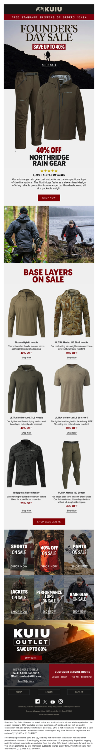 40% OFF Best-Selling Rain Gear and Base Layers!