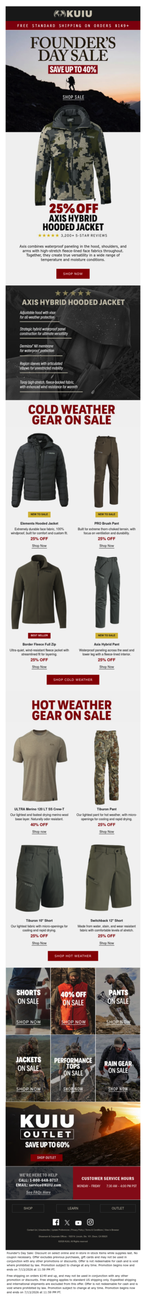 40% OFF Gear for the Cold, the Heat, and Any Forecast