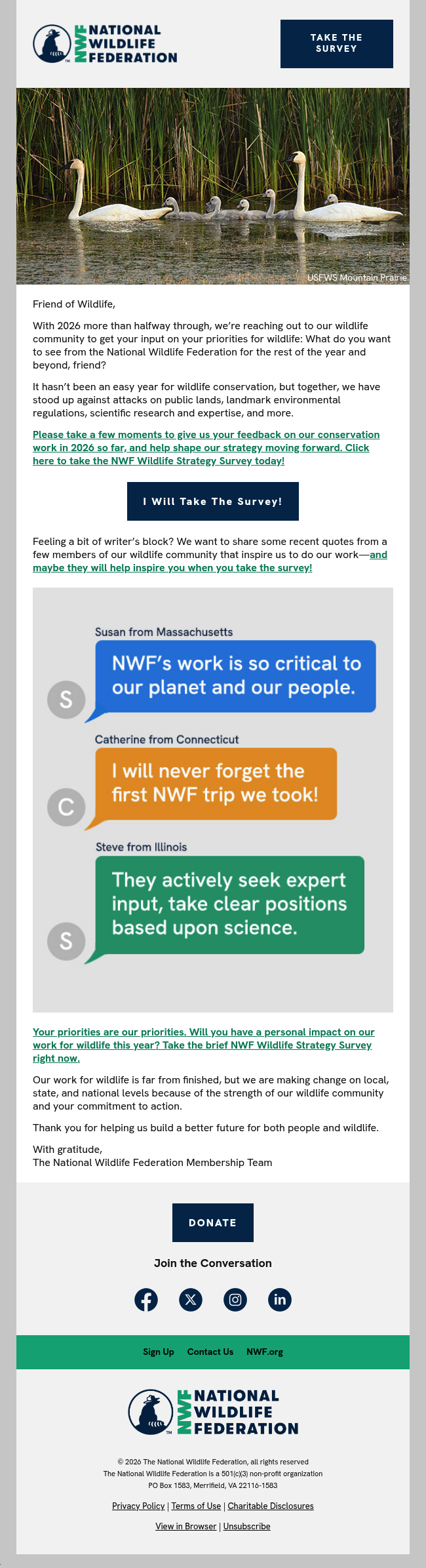Input needed from you→ Take our quick Wildlife Strategy Survey