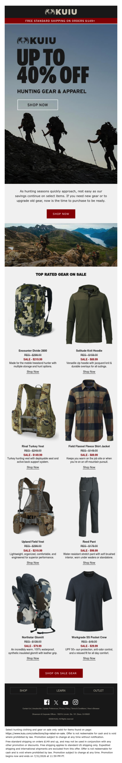 Up to 40% OFF Gear & Apparel — Get Season Ready