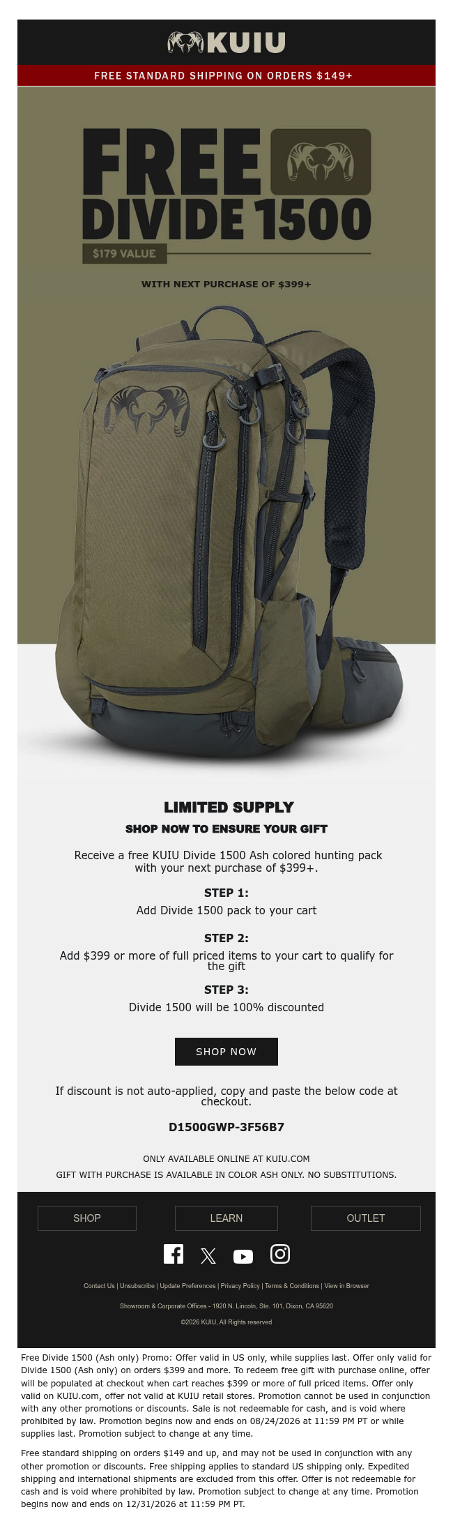 Free Divide 1500 Pack With Your Next Purchase