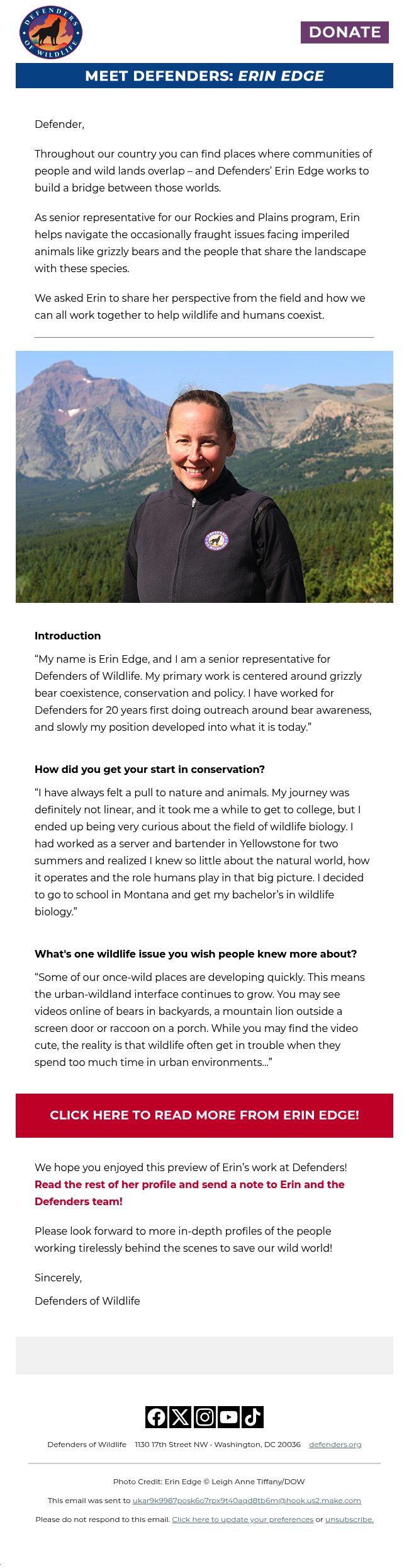 Meet Defenders: Erin Edge is helping wildlife and communities coexist
