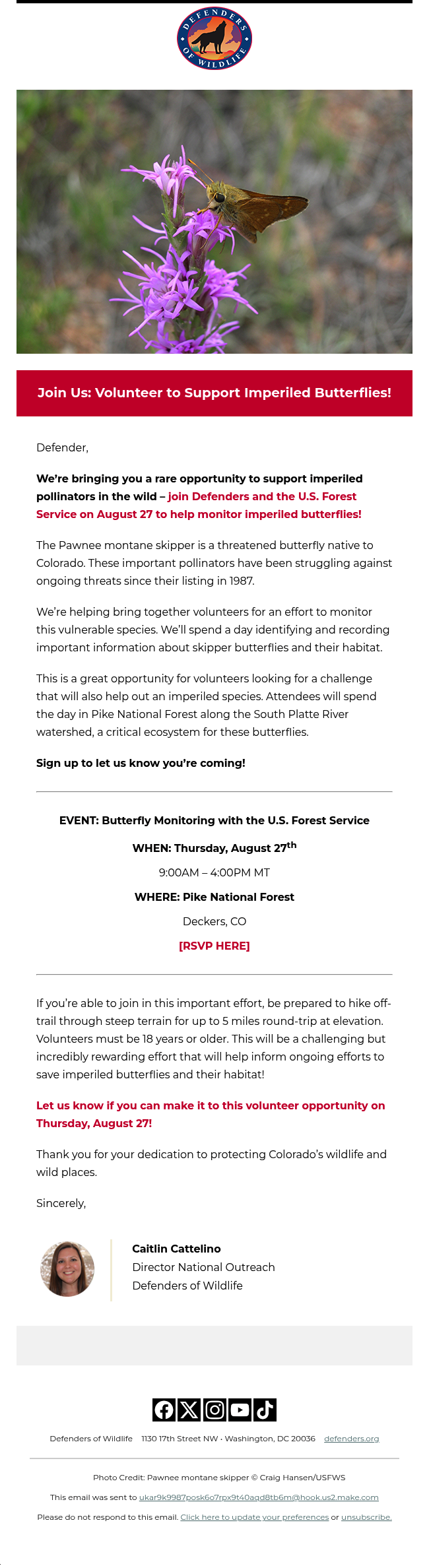 Show Up for Wildlife: Help monitor endangered butterflies at this volunteer event!